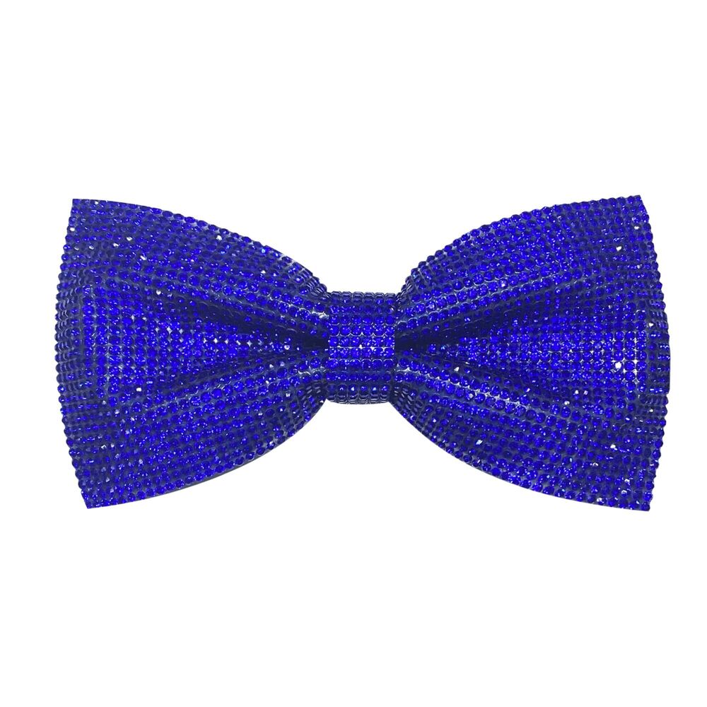 2424 Blue Pre-tied Bow Tie with Crystal like rhinestones | CK Bow Tie Blue